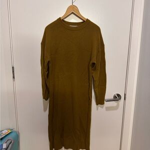 Everlane Olive Cashmere/Wool Crewneck Sweater Dress